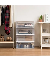 Iris Usa 4 Drawers Plastic Stacking Wide Chest, White