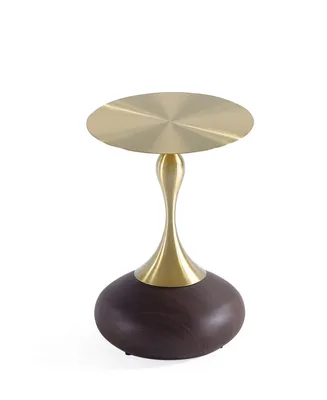 Manhattan Comfort Patching 15.75" Wide Stainless Steel Gold-Tone Tabletop End Table