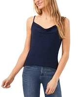 CeCe Women's Eyelet Spaghetti Strap Cowl Neck Top