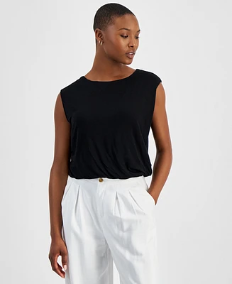 Bar Iii Petite Crewneck Twist Hem Top, Created for Macy's