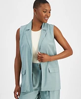 Bar Iii Petite Open-Front Long Vest, Created for Macy's