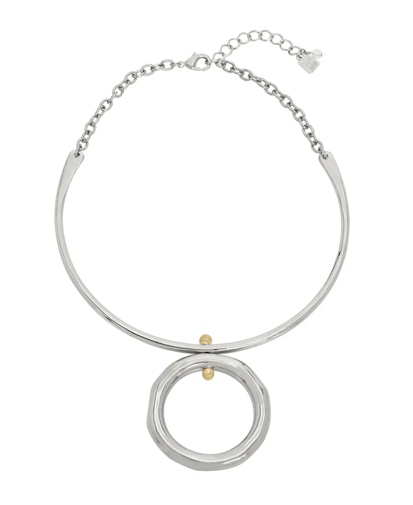 Robert Lee Morris Soho Two-Tone Open Circle Pendant Wire Necklace