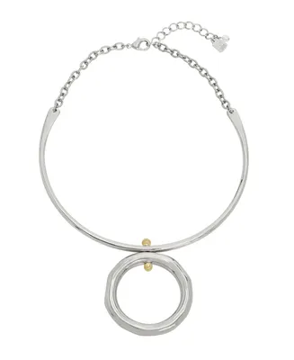 Robert Lee Morris Soho Two-Tone Open Circle Pendant Wire Necklace - Silver, Two