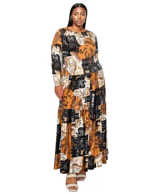 L I V D Plus Size Alayna Tiered Maxi Dress