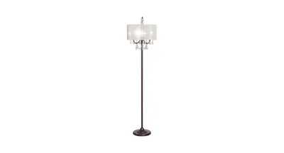 Elegant Sheer Shade Floor Lamp w/ Hanging Crystal Led Bulbs