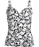 Lands' End Plus Chlorine Resistant Wrap Underwire Tankini Swimsuit Top