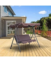 Mondawe Three Person Porch Swing Bench with Adjustable Canopy & Removable Seat Cushion