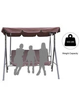 Mondawe Three Person Porch Swing Bench with Adjustable Canopy & Removable Seat Cushion