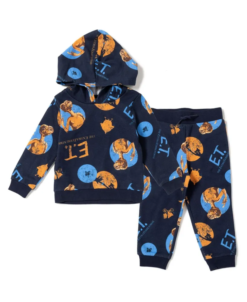 Et the Extra-Terrestrial Boys Toddler/child French Terry Pullover Hoodie  and Pants Outfit Set Blue