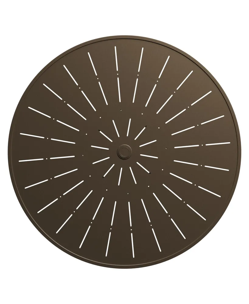 Mondawe 48" Round Aluminum Outdoor Patio Dining Table with Umbrella Hole, Dark Brown
