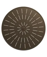 Mondawe 48" Round Aluminum Outdoor Patio Dining Table with Umbrella Hole, Dark Brown