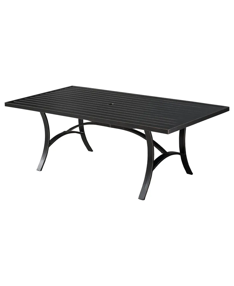 Mondawe 82" x 42" Rectangular Aluminum Outdoor Patio Dining Table with Umbrella Hole, Black