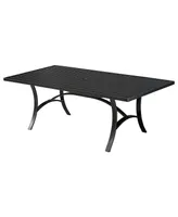 Mondawe 82" x 42" Rectangular Aluminum Outdoor Patio Dining Table with Umbrella Hole, Black