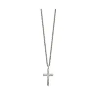 Chisel Yellow Ip-plated Cz Cross Pendant Cable Chain Necklace