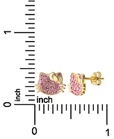 Hello Kitty Crystal Pave & Enamel Stud Earrings in 18k Gold-Plated Sterling Silver