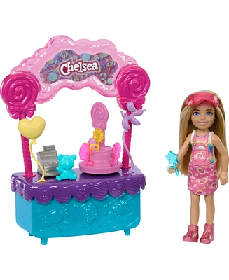 Barbie Chelsea Doll and Lollipop Stand, 10-Piece Toy Play Set with Accessories