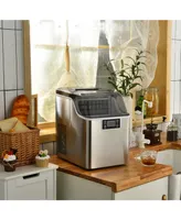 Electric Countertop Ice Maker with Ice Scoop and Basket-Sliver