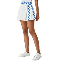 Belle mere Women's High-Waisted Checkered Print Skirt Pants