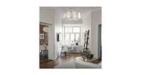 6-Light Semi Flush Mount Ceiling Light Pendant Lamp With Fabric Drum-Shaped Shade