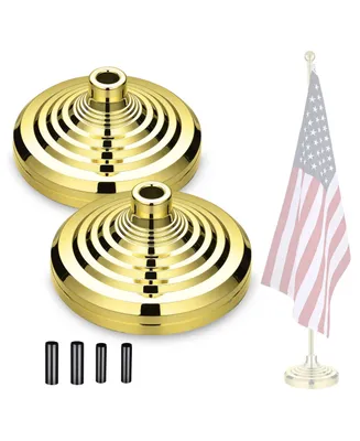 Yeshom Yescom Base Stand for Indoor Flagpole Gold Interior Flag Holder Plastic Office 2 Pack