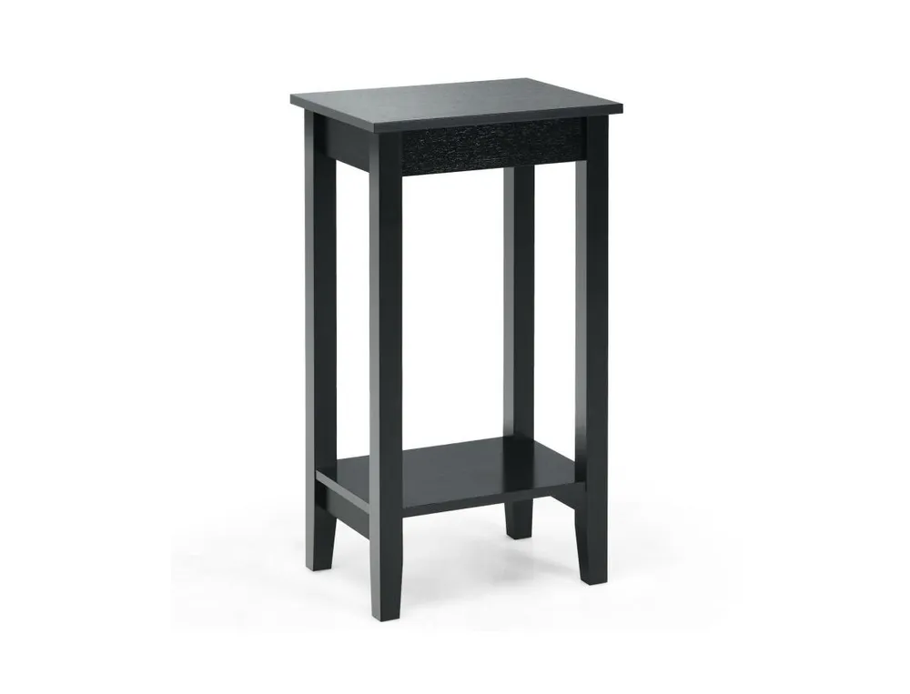 Slickblue 2-Tier Nightstand End Side Wooden Legs Table for Bedroom