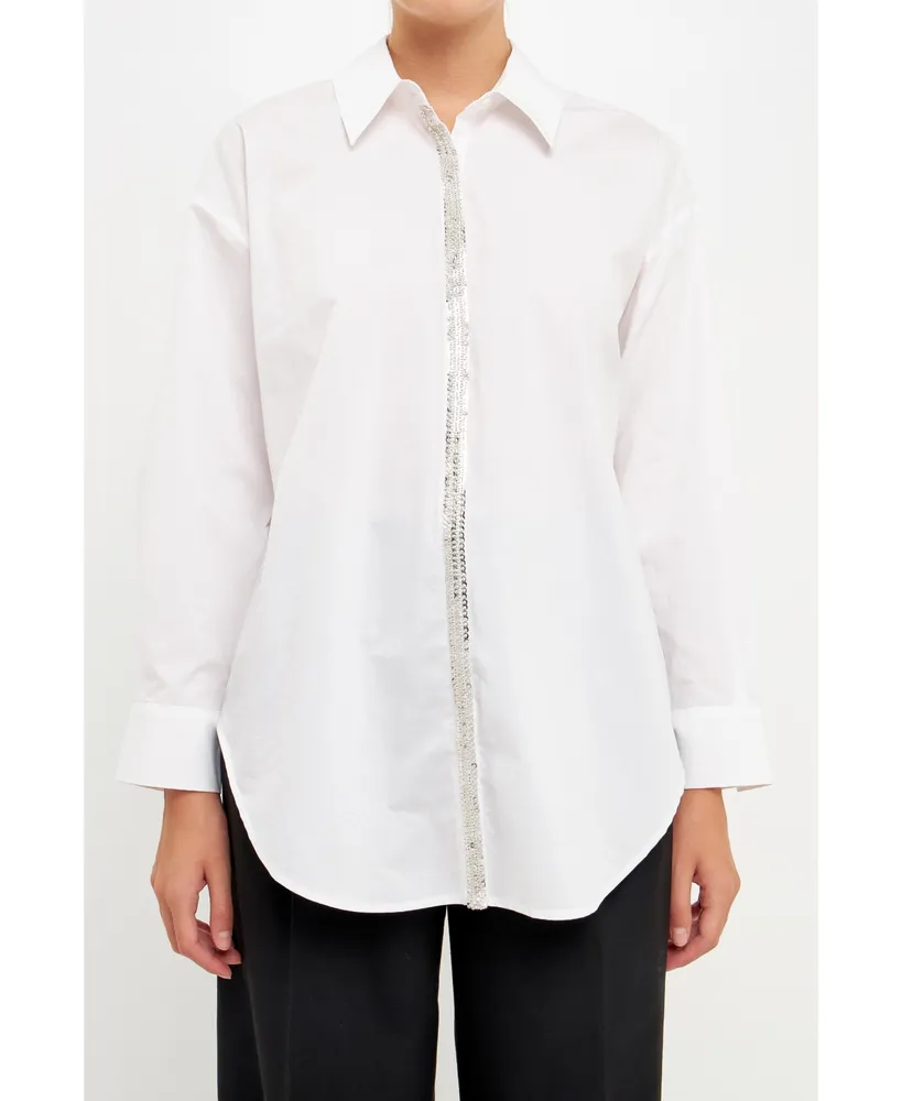 Women's Sequins & Beads Trim Shirt