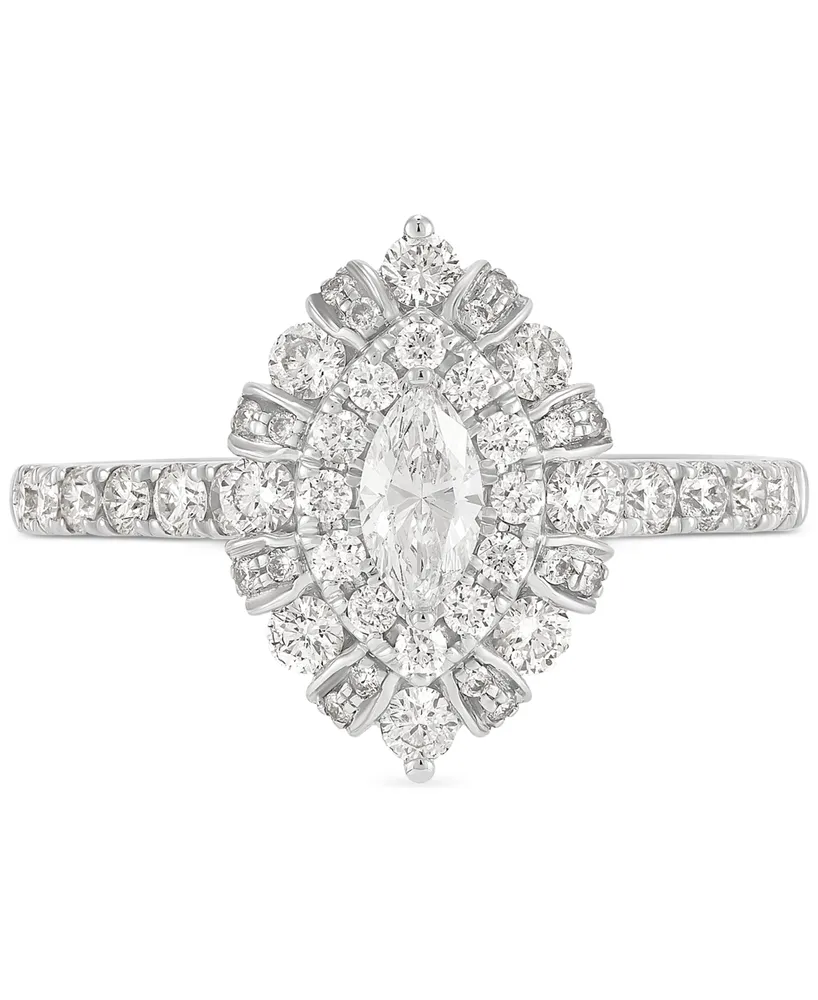 Diamond Marquise Halo Engagement Ring (1 ct. t.w.) in 14k White Gold