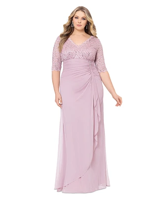 B&A by Betsy & Adam Plus V-Neck Gown