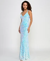 Morgan & Company Juniors' Sweetheart-Neck Sleeveless Sequin Gown