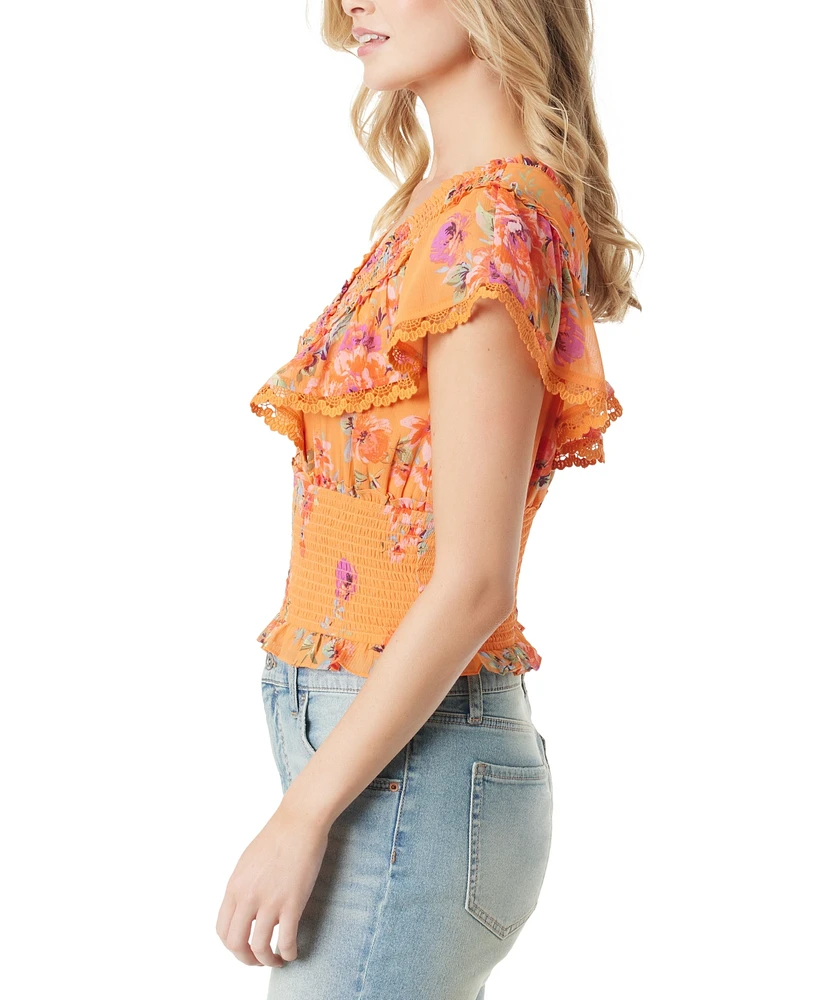 Jessica Simpson Women's Liliana Floral-Print Smocked Top