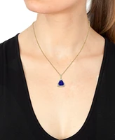 Effy Tanzanite (1-1/2 ct. t.w.) & Diamond (1/5 ct. t.w.) Trillion Halo 18" Pendant Necklace in 14k Gold