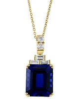 Effy Lab Grown Sapphire (10 ct. t.w.) & Lab Grown Diamond (1/2 ct. t.w.) 18" Pendant Necklace in 14k Gold