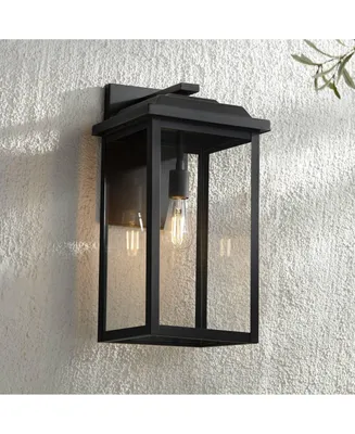 Eastcrest Modern Outdoor Wall Light Fixture Textured Black 20 1/2" Clear Glass Panels for Exterior Barn Deck House Porch Yard Patio Outside Garage Fro