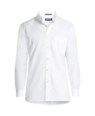 Lands' End Men's Tailored Fit No Iron Solid Supima Cotton Oxford Dress Shirt