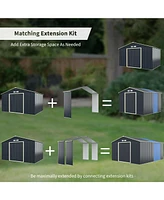 Outdoor Storage Shed Extension Kit for 11.2 Feet Shed-Grey