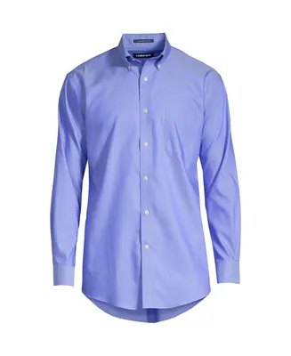 Lands' End Big & Tall Traditional Fit Solid No Iron Supima Pinpoint Buttondown Collar Dress Shirt