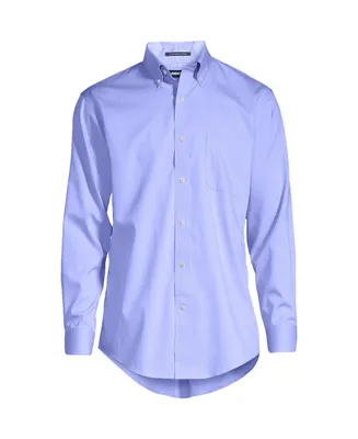 Lands' End Big & Tall Traditional Fit Solid No Iron Supima Pinpoint Buttondown Collar Dress Shirt