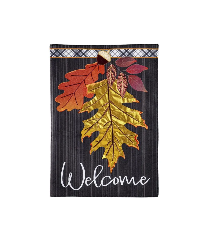 Welcome Autumn Leaves Garden Linen Flag