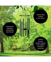 Evergreen Hand Tuned Tree of Life Wind Chime for Outside Scale of C|Deep Tone|Powder-coated Metal|Green|27