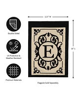 Evergreen Flag Cambridge Chic Letter E Monogram Applique Garden Flag - 12.5" Wide x 18" High