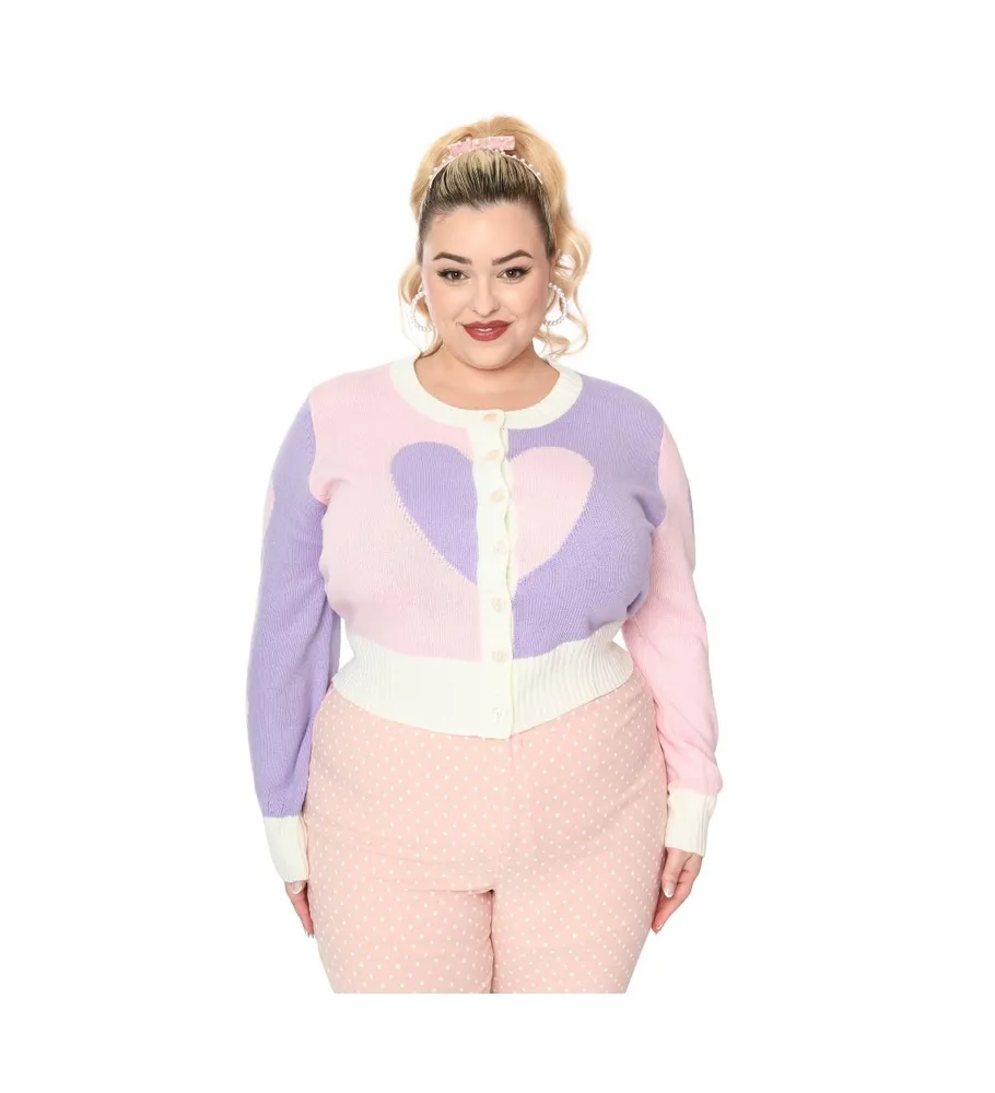 Plus Size Pink & Lavender Hearts Cardigan