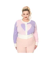 Plus Size Pink & Lavender Hearts Cardigan