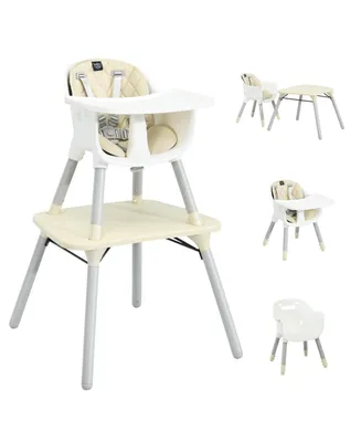 4-in-1 Baby Convertible Toddler Table Chair Set with Pu Cushion