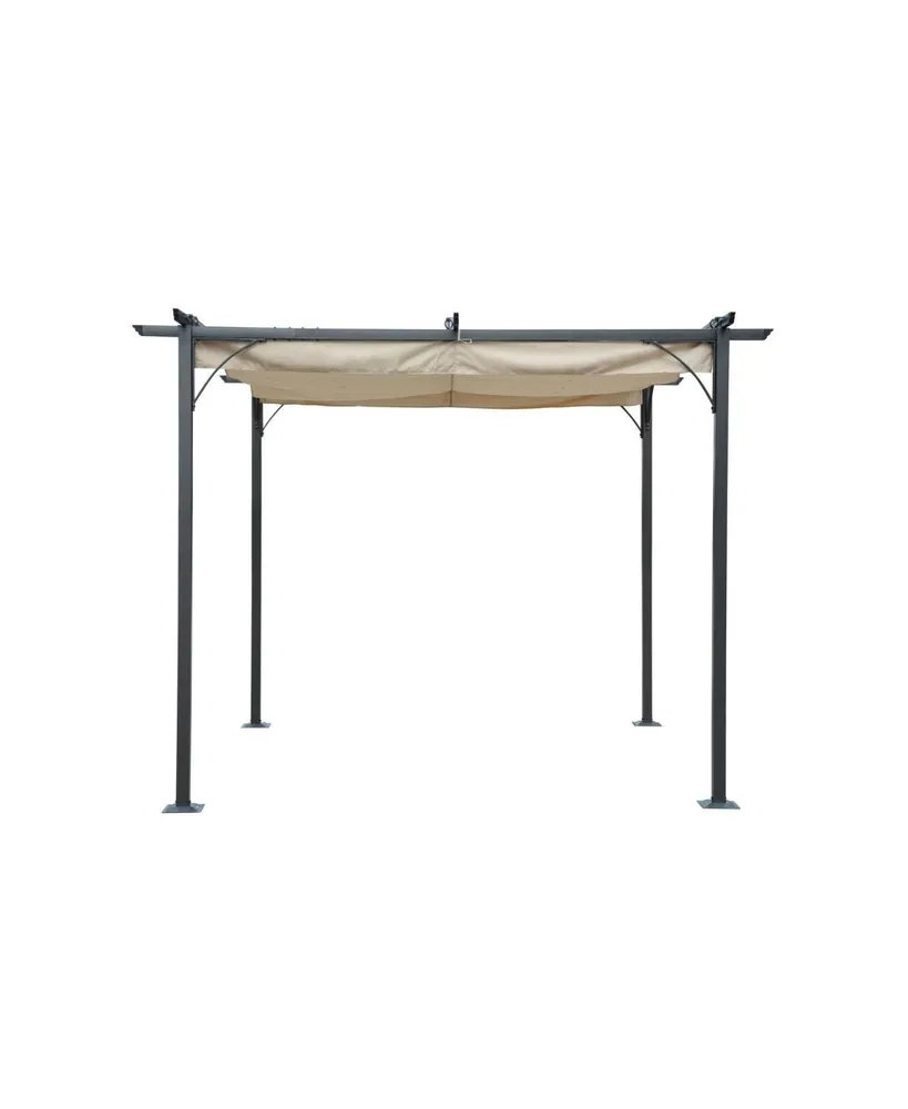 Blue Wave NU6894 Retractable Roman Shade Pergola Canopy - Champagne, Black & Bronze