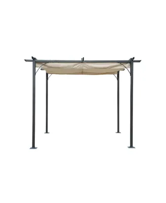 Blue Wave NU6894 Retractable Roman Shade Pergola Canopy - Champagne, Black & Bronze