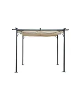 Blue Wave NU6894 Retractable Roman Shade Pergola Canopy - Champagne, Black & Bronze