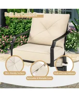 2 Pieces Patio Dining Set with Padded Cushions Armrest Steel Frame