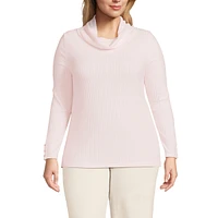 Lands' End Women's Plus Long Sleeve Wide Rib Cowl Neck Tee