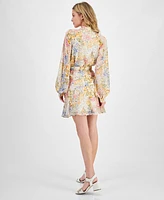 Lucy Paris Women's Zinna Floral-Print Faux-Wrap Dress