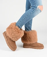 Journee Collection Women's Shanay Lug Sole Faux Fur Cold Weather Boots